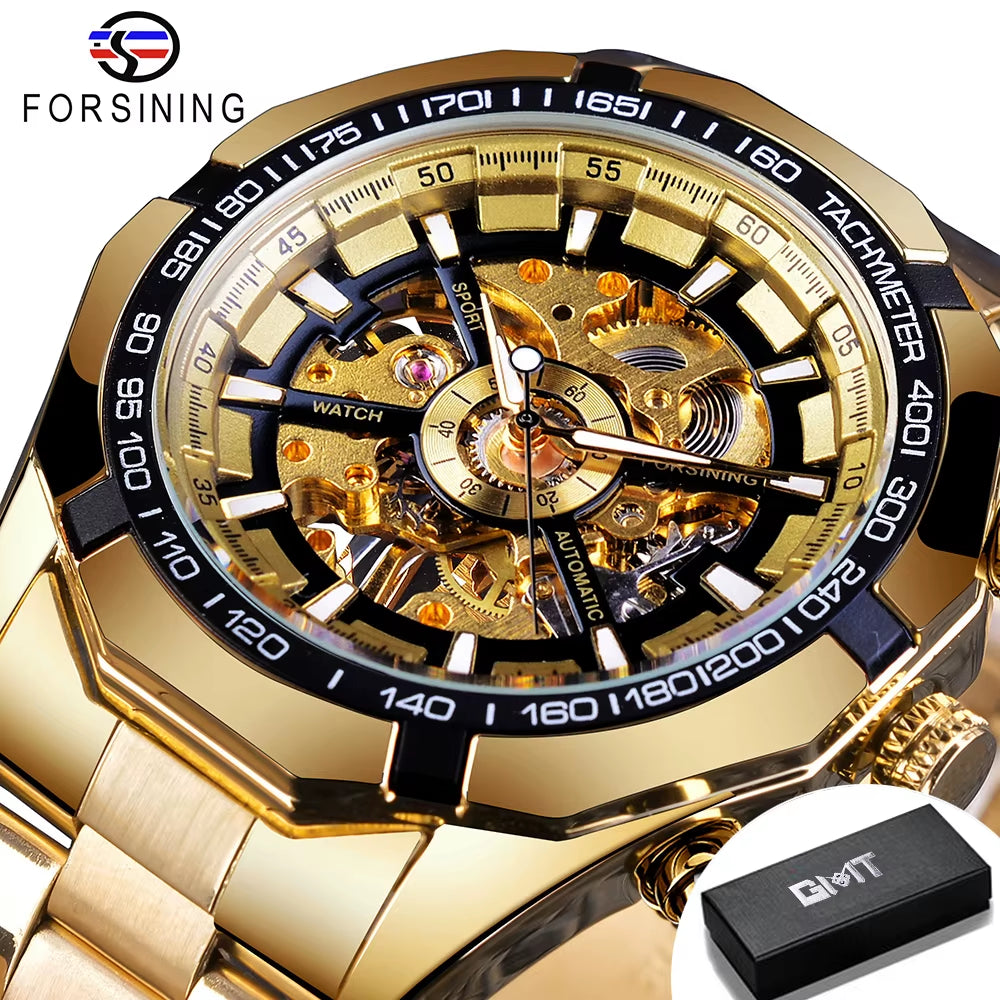 2025 Stainless Steel Waterproof Mens Skeleton Watches Top Brand Luxury Transparent Mechanical Sport Male Wrist Watches