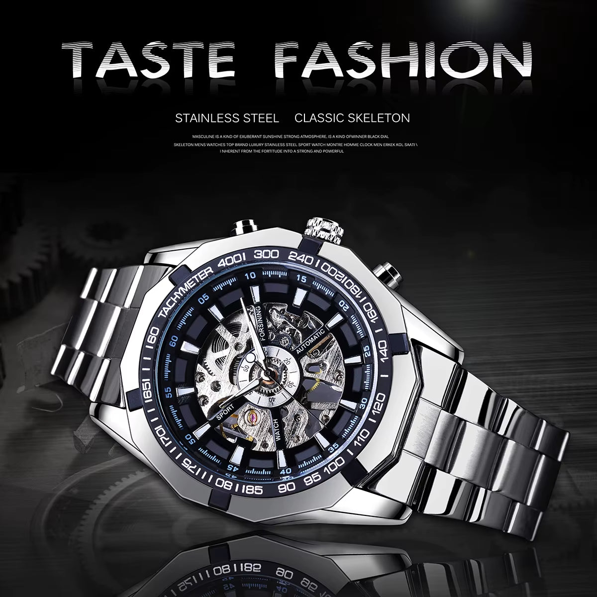2025 Stainless Steel Waterproof Mens Skeleton Watches Top Brand Luxury Transparent Mechanical Sport Male Wrist Watches