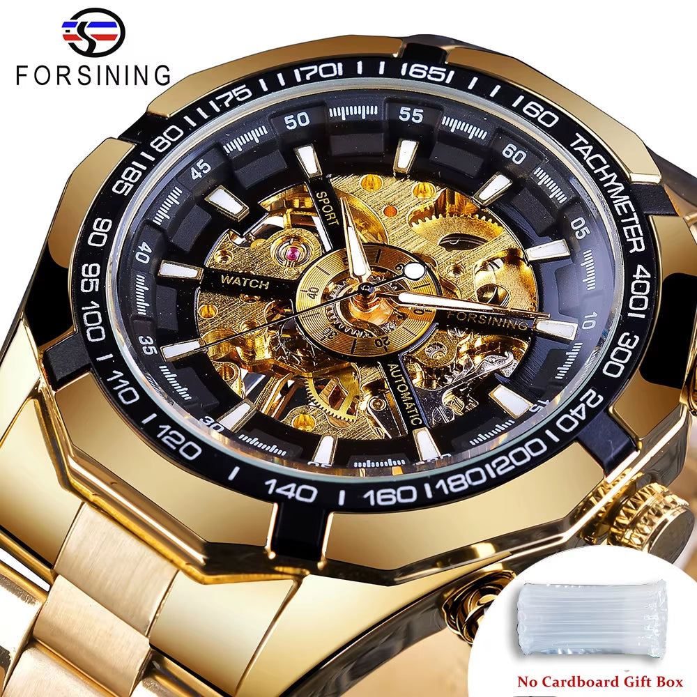 2025 Stainless Steel Waterproof Mens Skeleton Watches Top Brand Luxury Transparent Mechanical Sport Male Wrist Watches