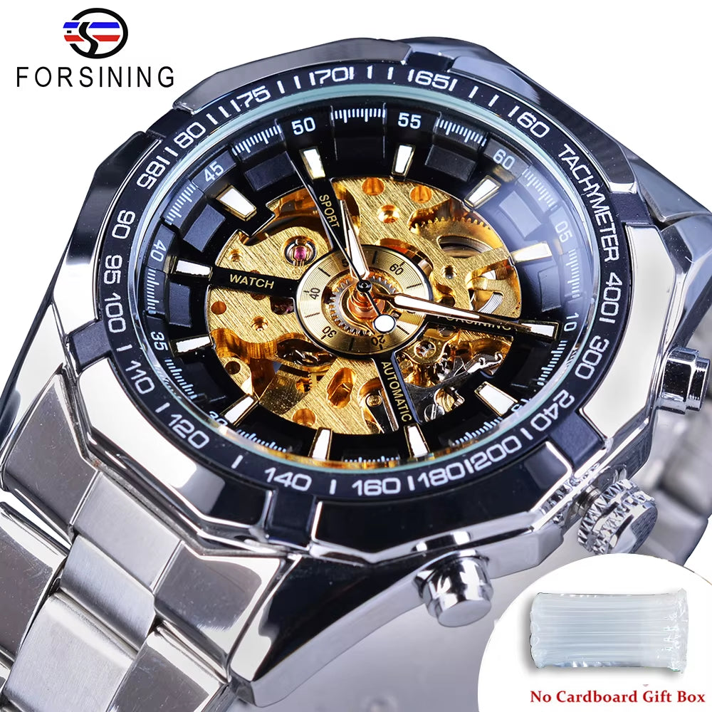 2025 Stainless Steel Waterproof Mens Skeleton Watches Top Brand Luxury Transparent Mechanical Sport Male Wrist Watches