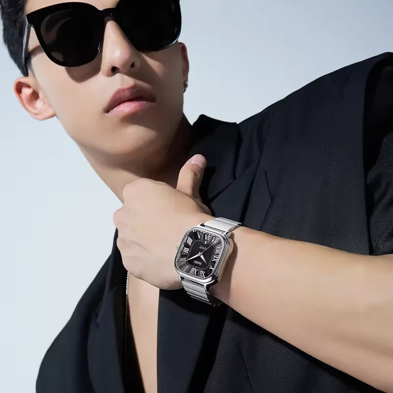 Original Brand Square Automatic Watch for Men High Quality Stainless Steel Mechanical Wristwatch Business Luminous Dive Relojes