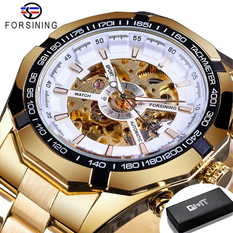 2025 Stainless Steel Waterproof Mens Skeleton Watches Top Brand Luxury Transparent Mechanical Sport Male Wrist Watches