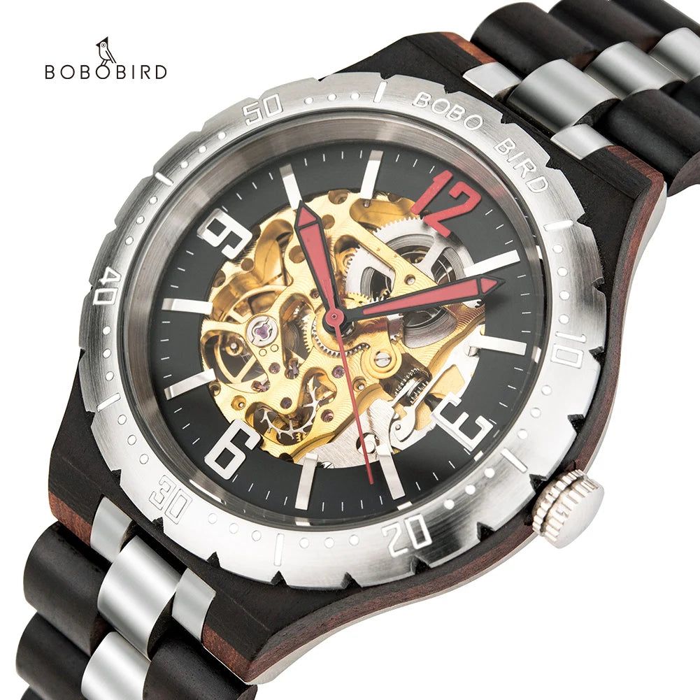 Men'S Automatic Mechanical Watch Wood Man Clock Top Brand High Quality Movement in Gift Box Relojes Para Hombre