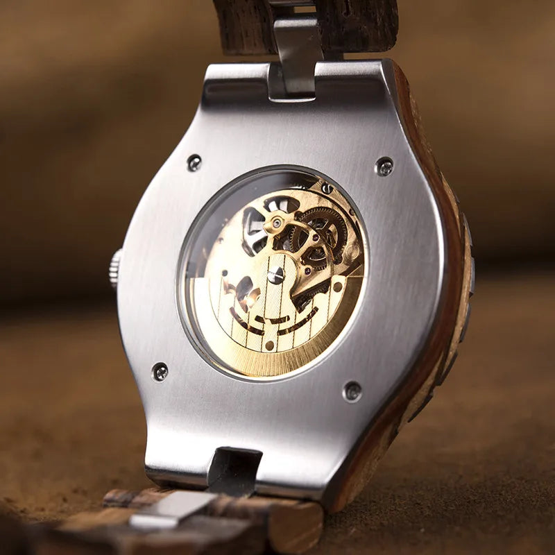 Men'S Automatic Mechanical Watch Wood Man Clock Top Brand High Quality Movement in Gift Box Relojes Para Hombre