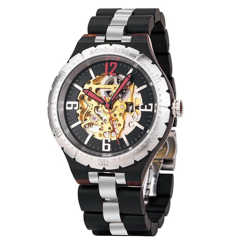 Men'S Automatic Mechanical Watch Wood Man Clock Top Brand High Quality Movement in Gift Box Relojes Para Hombre
