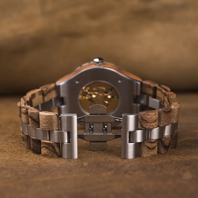 Men'S Automatic Mechanical Watch Wood Man Clock Top Brand High Quality Movement in Gift Box Relojes Para Hombre