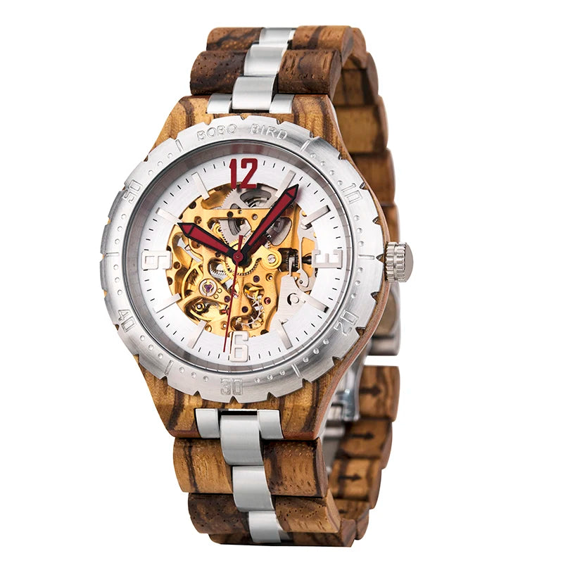 Men'S Automatic Mechanical Watch Wood Man Clock Top Brand High Quality Movement in Gift Box Relojes Para Hombre