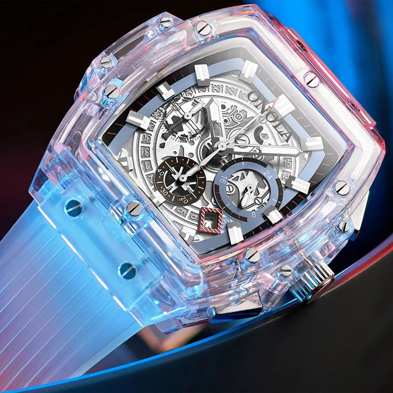 Fashion Watch Men and Women Brand  Luxury Transparent Plastic Waterproof Quartz Silicone Men Watches Relojes Para Hombre