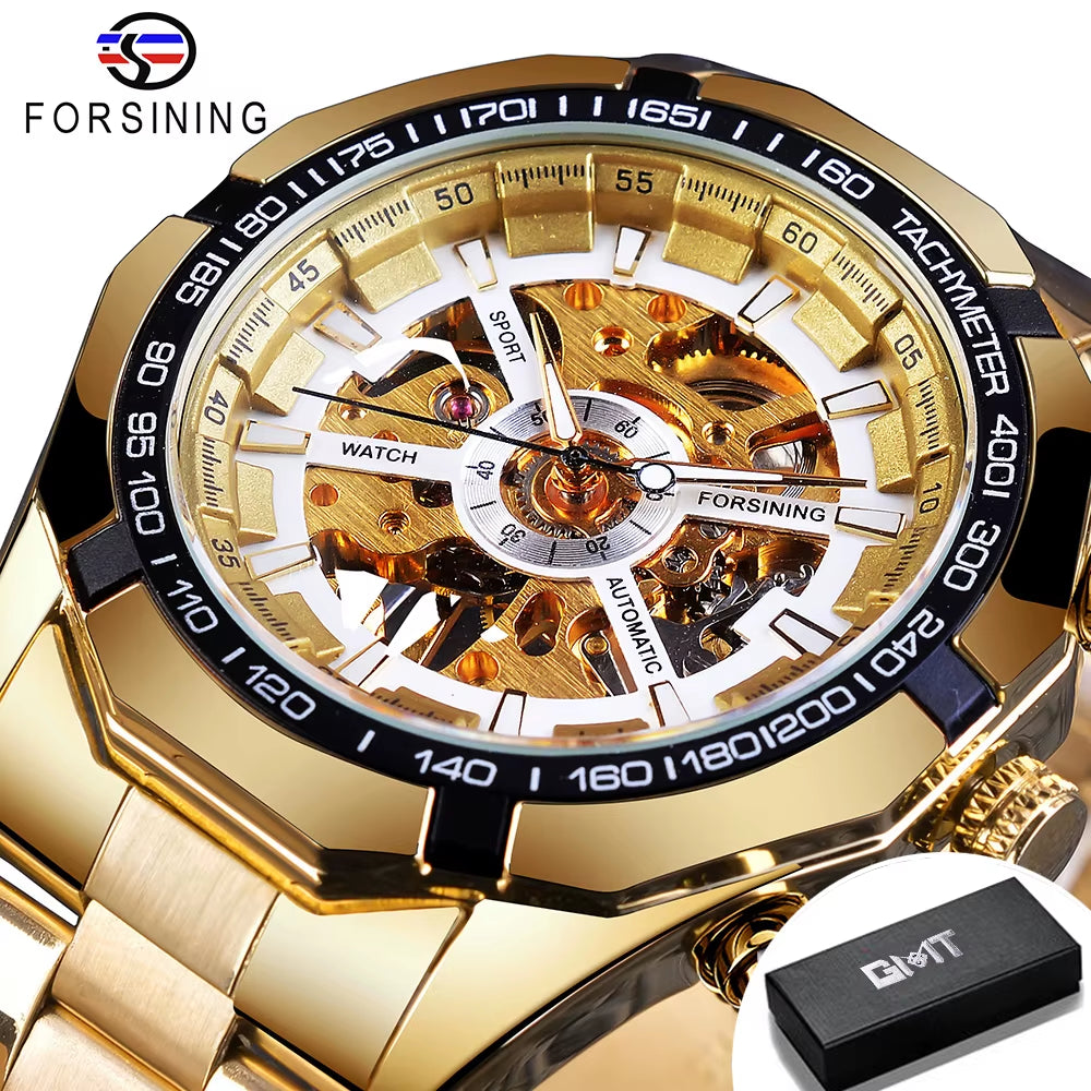 2025 Stainless Steel Waterproof Mens Skeleton Watches Top Brand Luxury Transparent Mechanical Sport Male Wrist Watches