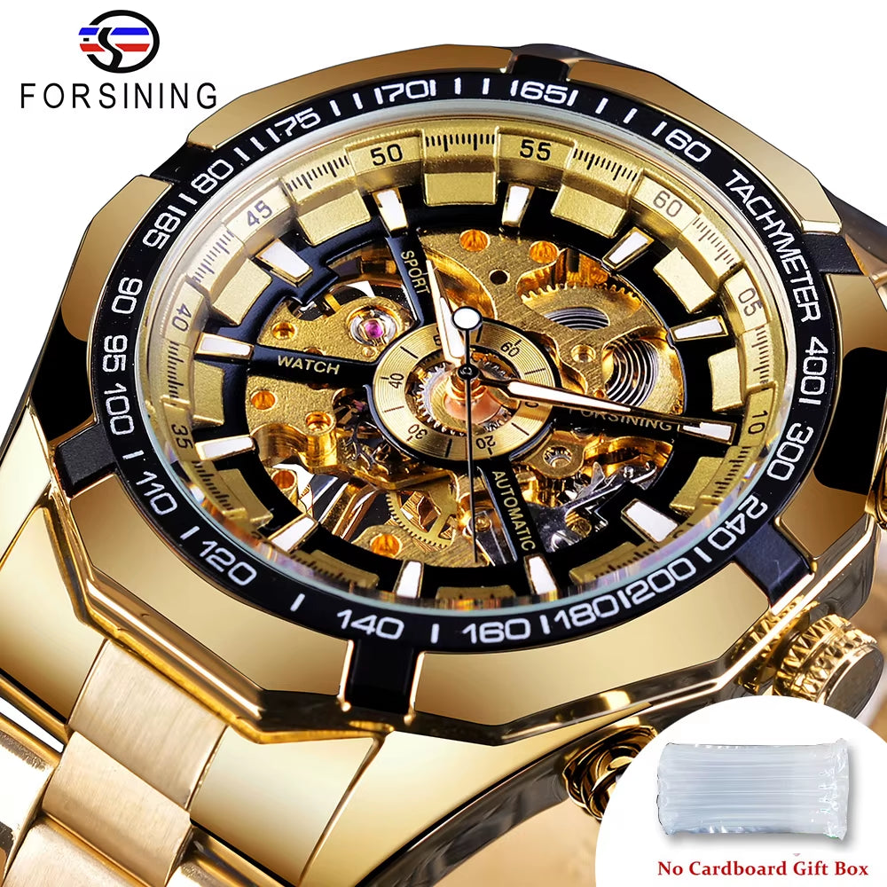 2025 Stainless Steel Waterproof Mens Skeleton Watches Top Brand Luxury Transparent Mechanical Sport Male Wrist Watches
