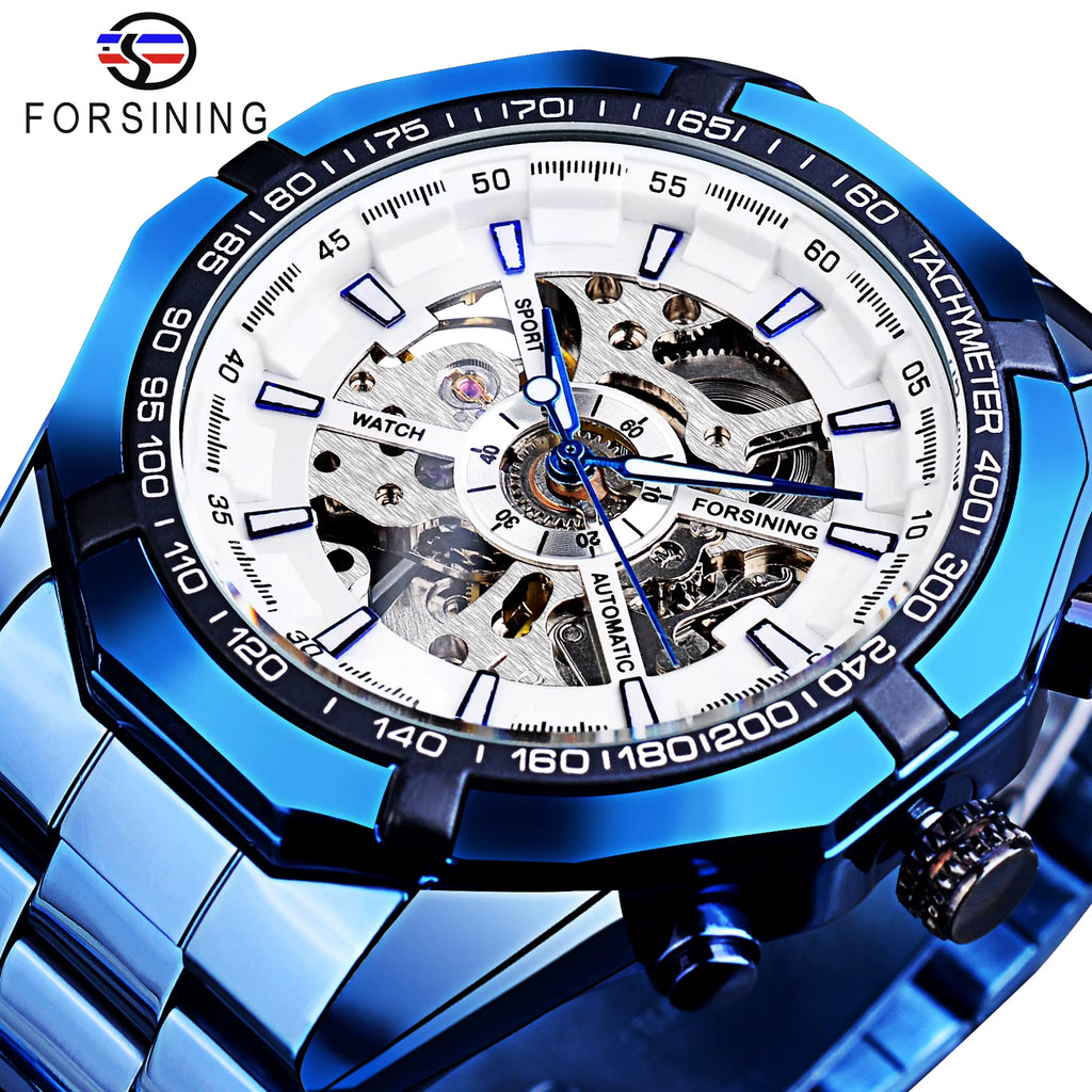2025 Stainless Steel Waterproof Mens Skeleton Watches Top Brand Luxury Transparent Mechanical Sport Male Wrist Watches
