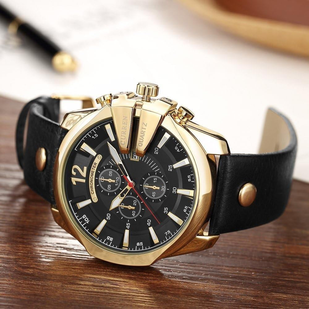 Reloj Relogio Para Hombre Elegante De Cuarzo Relojes Fino De Caballero Cuero