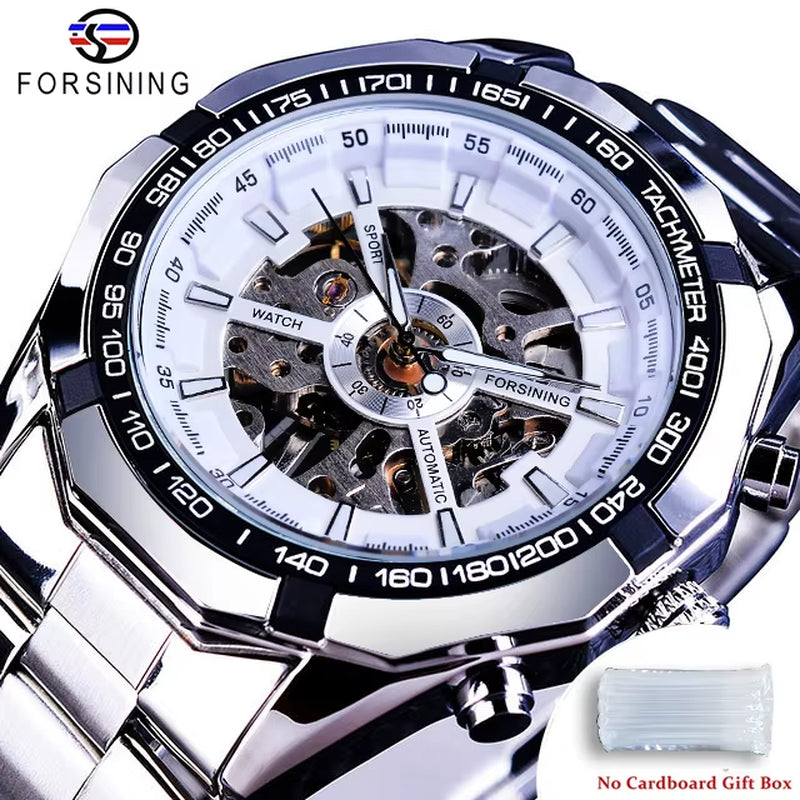 2025 Stainless Steel Waterproof Mens Skeleton Watches Top Brand Luxury Transparent Mechanical Sport Male Wrist Watches