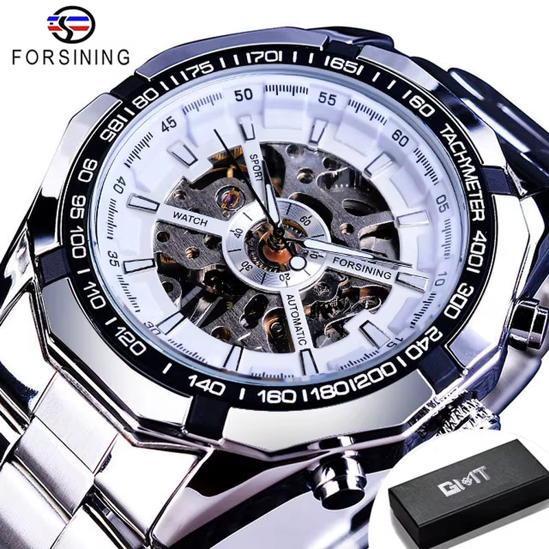 2025 Stainless Steel Waterproof Mens Skeleton Watches Top Brand Luxury Transparent Mechanical Sport Male Wrist Watches